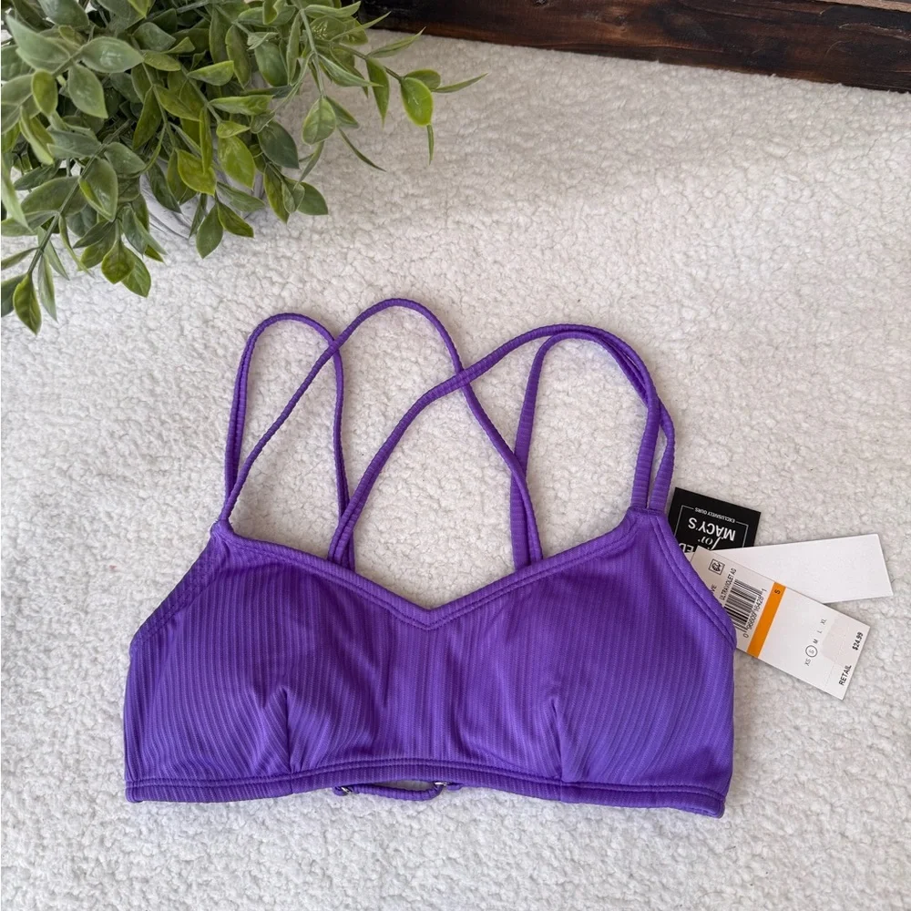 Salt + Cove ribbed purple bikini top